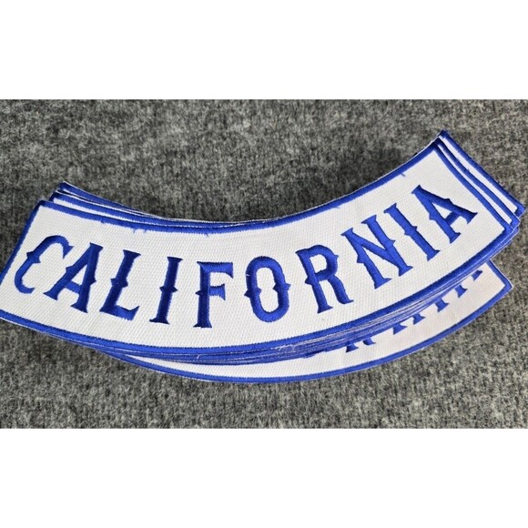 (25)California Top Rocker Biker Sew on Iron on Embroidered Patch Blue White lot - Picture 2 of 5